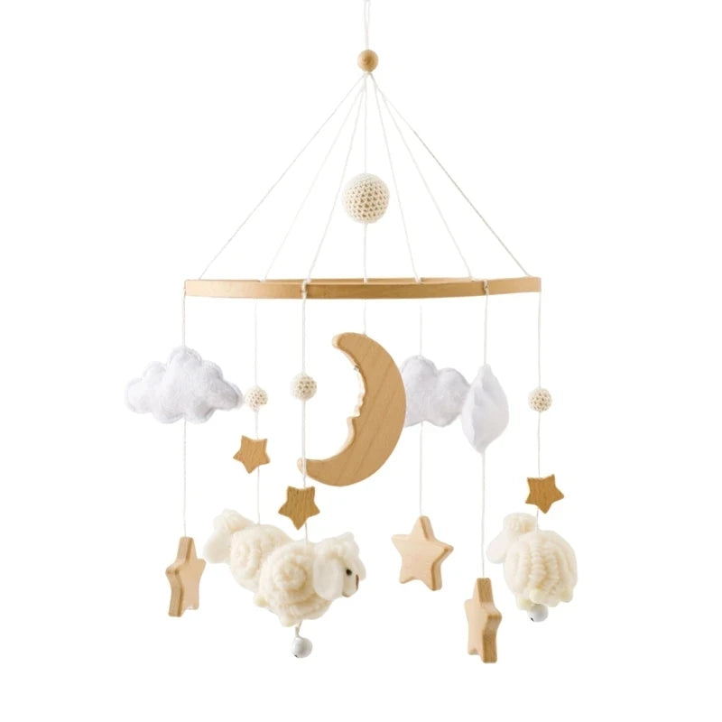 Baby Rattle Toy Bed Bell Bracket Wooden Mobile 0-12 Months Newborn Crochet Bed Bell Hanging Toys Holder Bracket Infant Crib Gift Purest Peak
