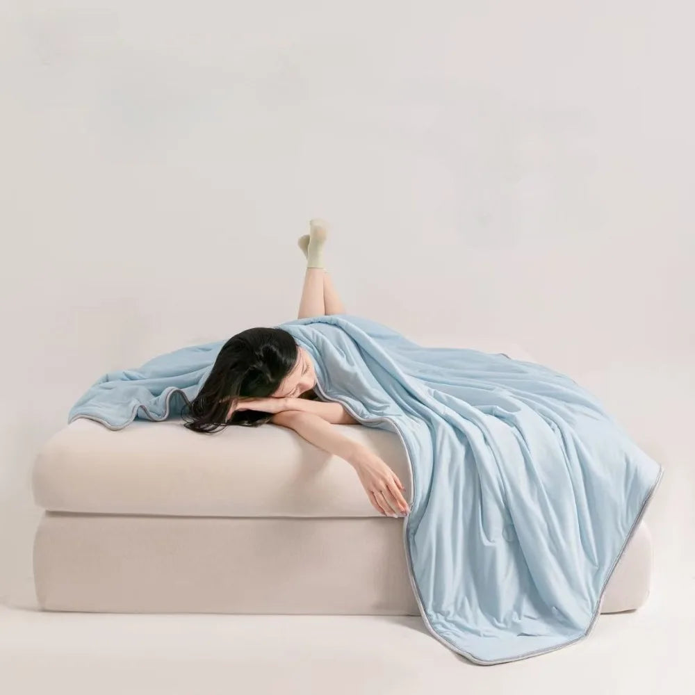 Cooling Blanket for Bed Silky Air Condition Comforter Lightweight Cooled Summer Quilt with Double Side Cold & Cooling Fabric Quick Pick Grocers