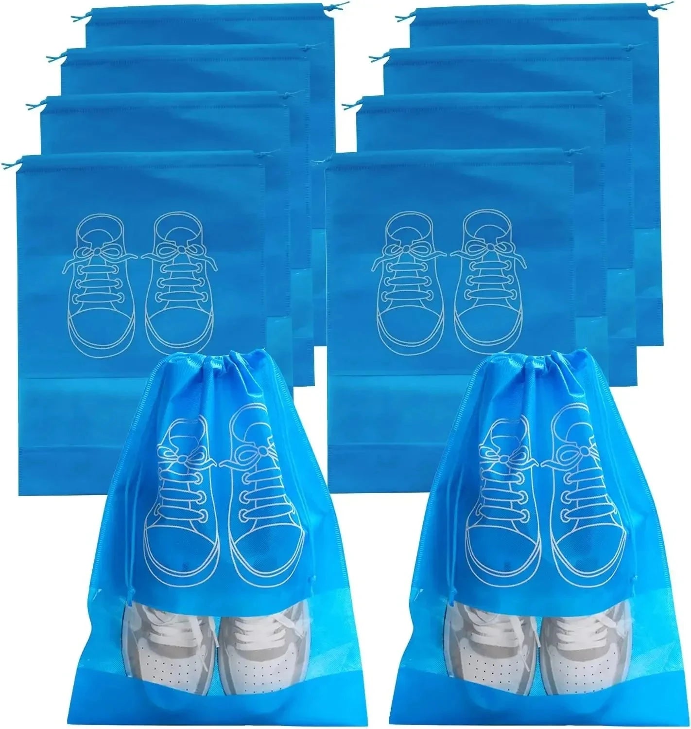5pcs/set Shoe Storage Bag With Thickened Non-woven Fabric Strap Mouth Large Capacity Travel Waterproof Shoe Bag Moistureproof Econic Blanks