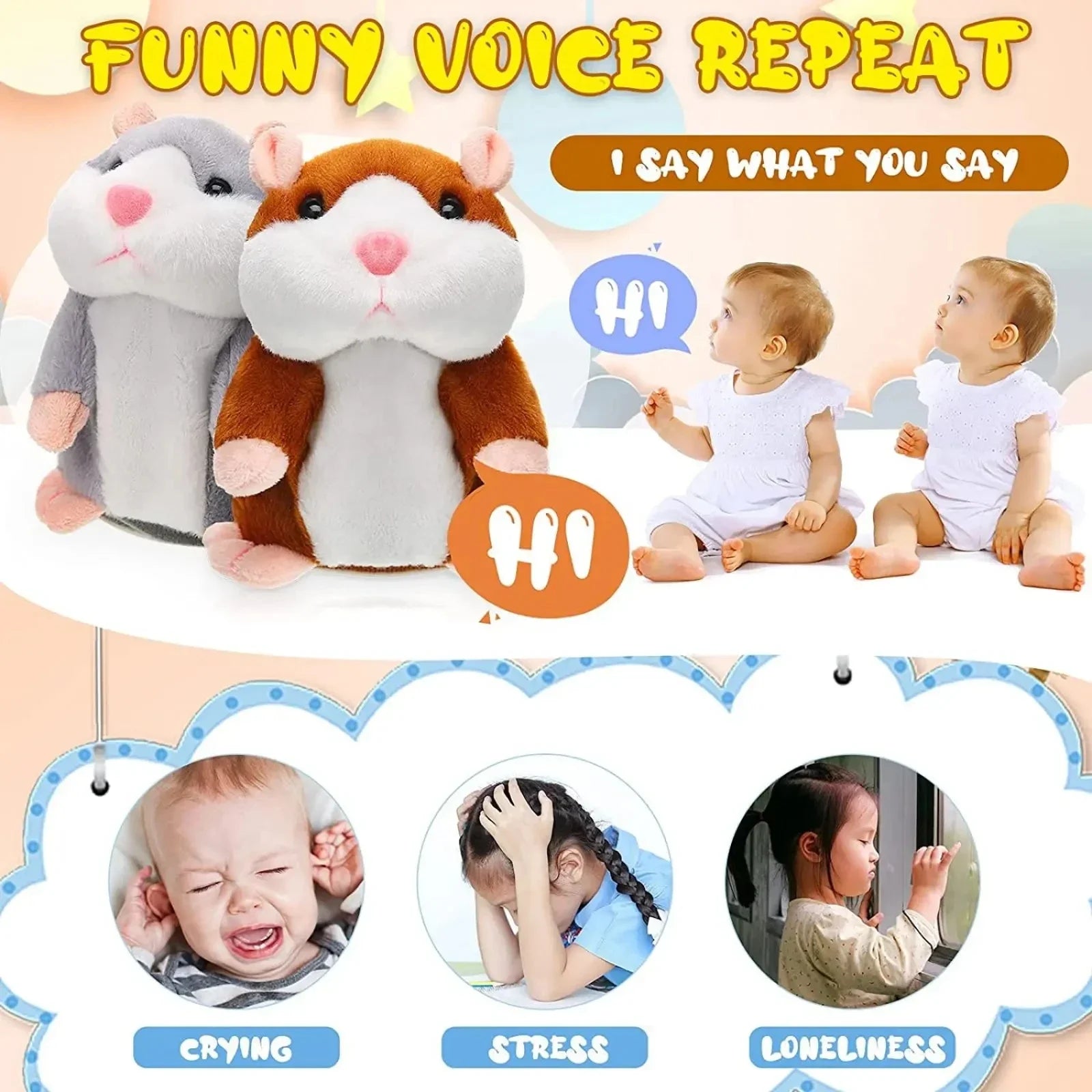 Learn To Imitate Talking Little Hamster Animal Plush Funny Toy Talking Nod Hamster Doll Soothing Crying Baby Toy Kids Gift Quick Pick Grocers