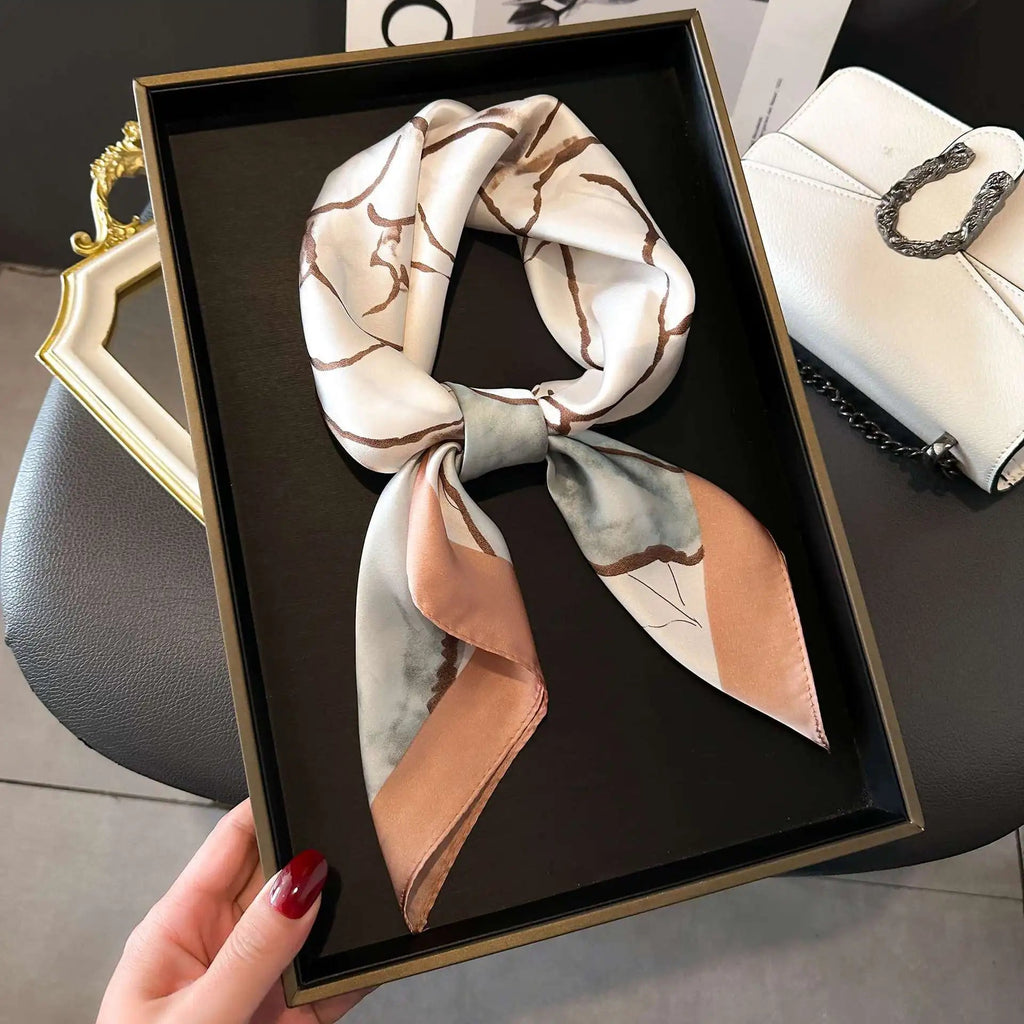 Fashion Luxury Brand 70cm Silk Square Scarf Women Satin Neck Tie Female Hair Bandana Headkerchief Shawl Wrap Hijab Echarpe Quick Pick Grocers