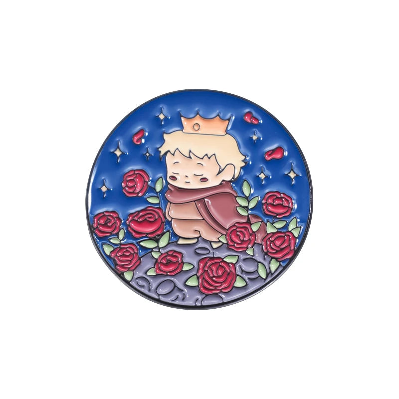 Cartoon Boy Fox Rose Enamel Pins Moon Star Whale Paper Boat Brooch Lapel Hat Bag Badge Jewelry Accessories Gift for Kids Friends Quick Pick Grocers
