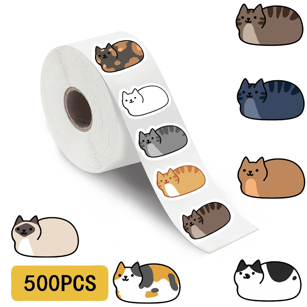 500PCS Kawaii Cartoon Cat Tuo Tuo Roll Stickers Skateboard Laptop Luggage Skateboard Phone Gift Waterproof Phone Cute Sticker ﻿ Quick Pick Grocers