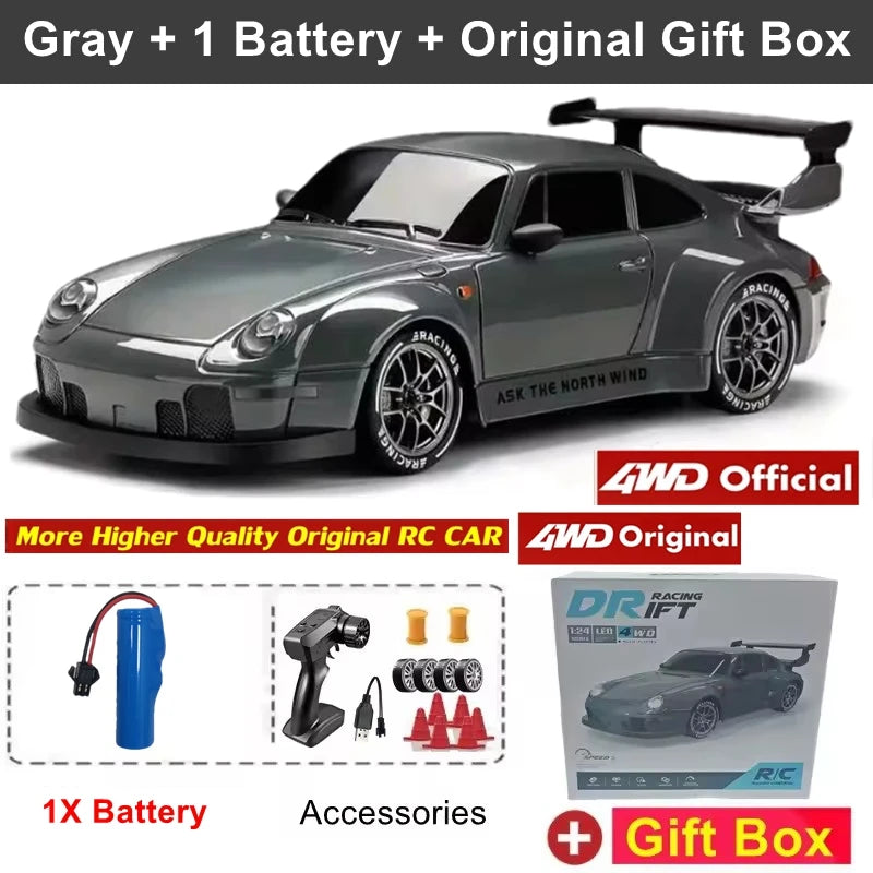 New 4WD Remote Control Drift Car Full Size 1:24 Mini Remote Control Racing Car Model 2.4G Radio High Speed RC Car Boy Toy Gift Econic Blanks