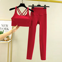 TRY TO BN Women's Tracksuit Yoga Sets Fitness Leggings Sports Bra Naked Sportwear Breathable Workout Two Pieces Suit Gym Clothes Quick Pick Grocers