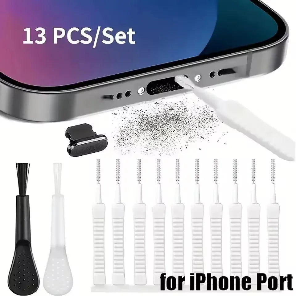 Mobile Phone Speaker Charging Port Cleaning Set Dust Plug for iPhone 16 15 14 Earphones Clean Kit Brush for Samsung Xiaomi Quick Pick Grocers