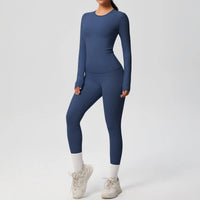 2 PCS Sportswear Yoga Set Gym Clothes Yoga Suits For Women Fitness Set Tracksuits Sports Long Sleeve Crop Top Gym Leggings Quick Pick Grocers