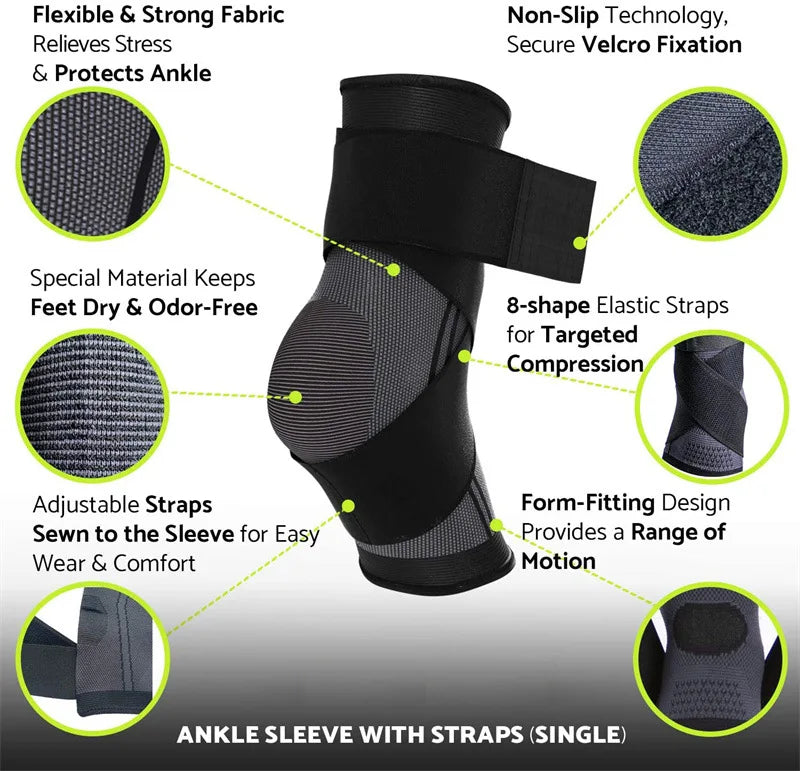 Adjustable Ankle Support Compression Ankle Brace Protector for Running Soccer Basketball Nylon Knitted Gym Bandage Ankle Strap Quick Pick Grocers