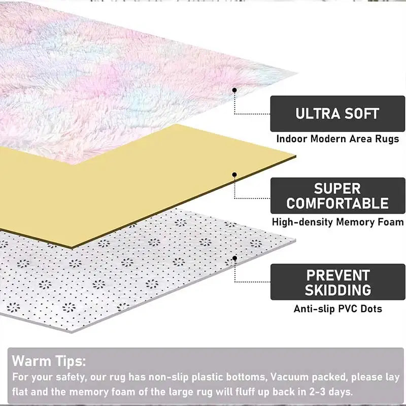 Kids Carpet Girl Rainbow Colors Carpets For Living Room Large Push Soft Bedroom Rugs Bedside Children's Room Floor Cute Mats Quick Pick Grocers