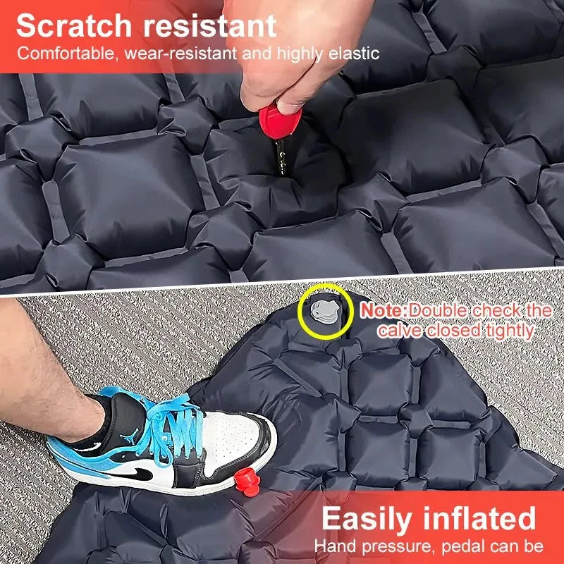 Outdoor Camping Inflatable Mattress Sleeping Pad With Pillows Ultralight Air Mat Built In Inflator Pump Hiking Econic Blanks