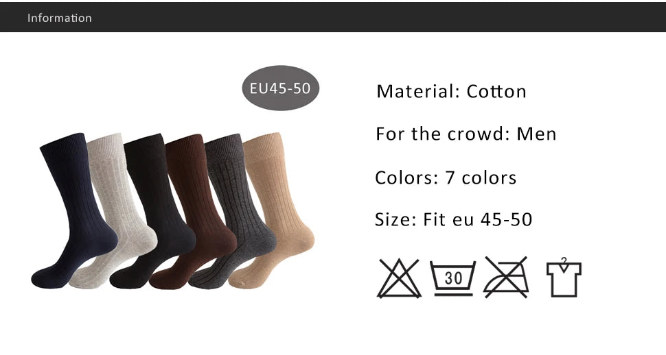 Man Long Socks Plus Combed Cotton Striped Business Breathable,Deodorant Party Dress Large Size Formal Socks Gentleman EU45-50 Quick Pick Grocers