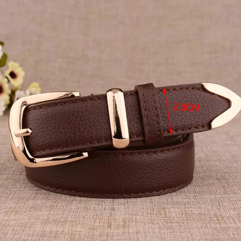 Fashion Women Genuine Leather Belts High Quality Gold Buckle Best Matching Dress Jeans Belts for Lady LB2146 Quick Pick Grocers