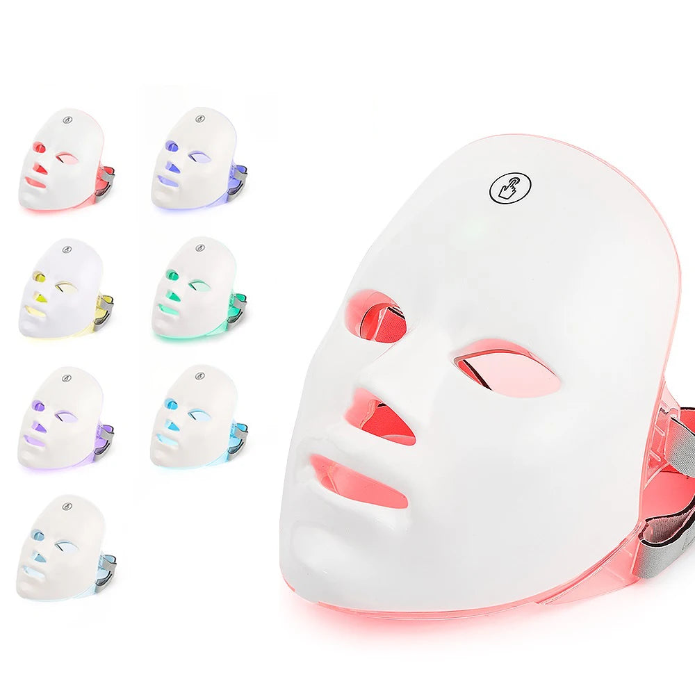 7 Colors Led Facial Mask With Neck Red Light Therapy Mask For Skin Tightening Lifting Anti-aging Bio-Light Beauty Whitening Home Quick Pick Grocers