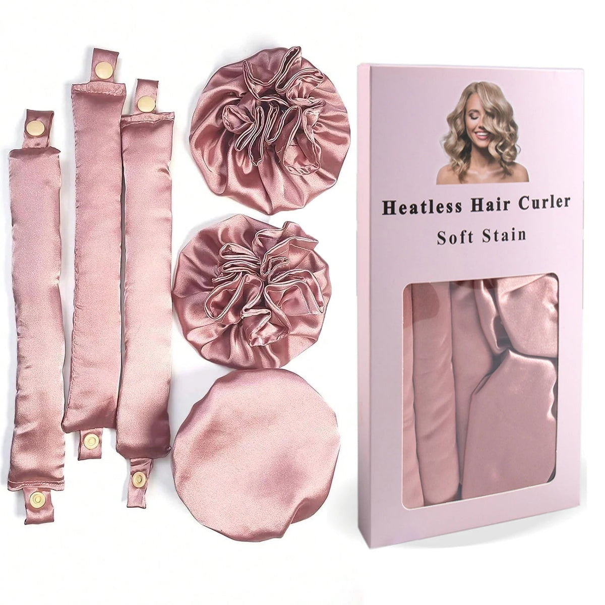 3pc Satin Heatless Curling Rod with Hair Caps, Soft Overnight Curling Rod Headband for Long Hair, DIY Hairstyling Tools Quick Pick Grocers