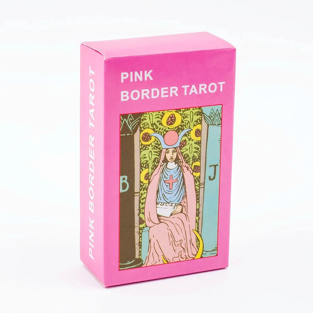 Pink Border Tarot Card Deck with Guidebook 78Pcs English Version Family Gathering Divination Deck Board Game Cards 10.3*6cm Econic Blanks