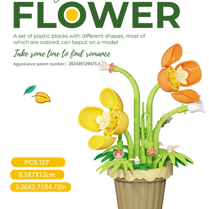 Building block flower potted plant assembly toy decoration micro particle plant potted plant children's toy gift Econic Blanks