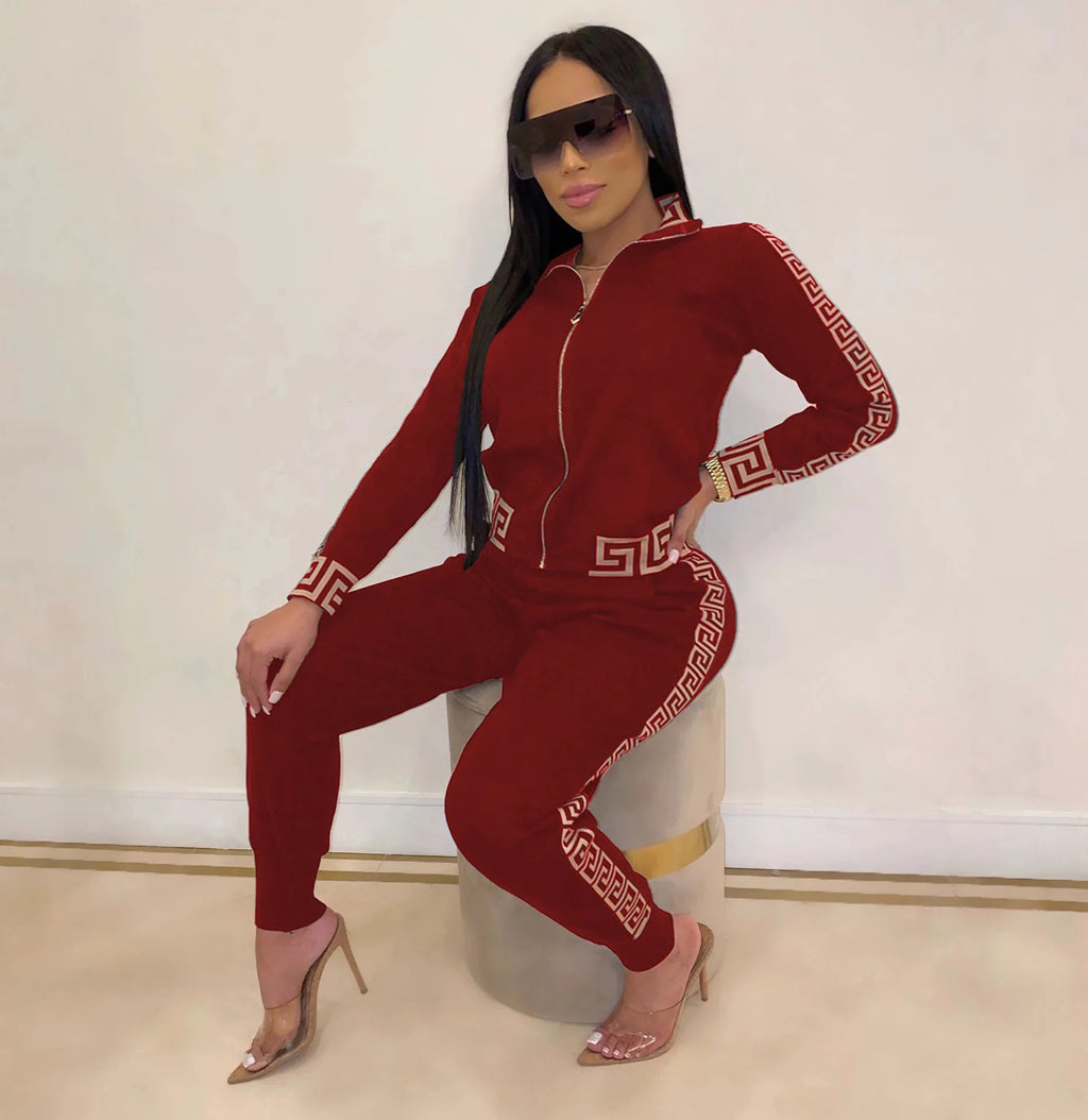 2024 Europe And The United States New Style Leisure Printing Stitching Two-piece Suit Quick Pick Grocers