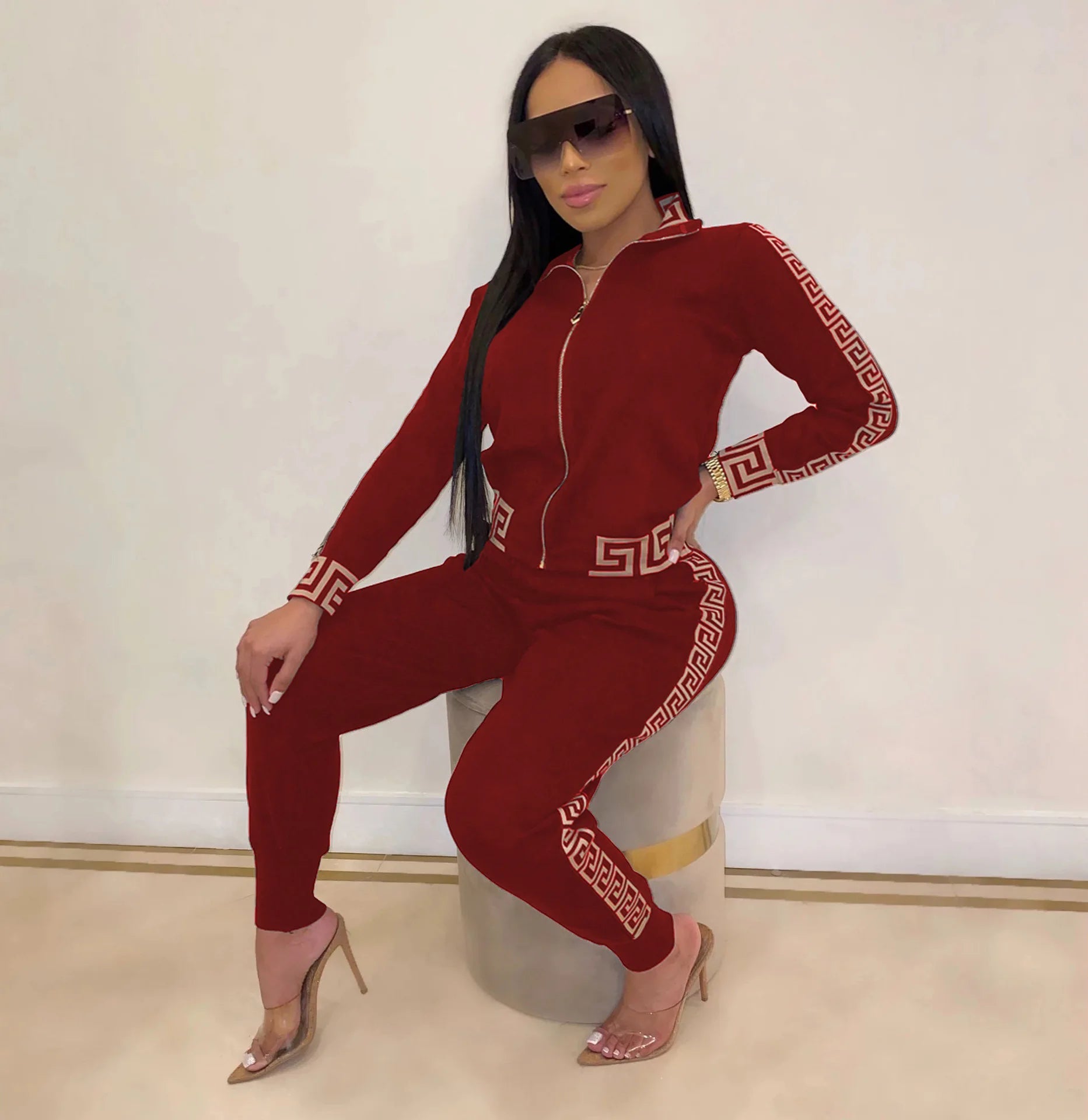 2024 Europe And The United States New Style Leisure Printing Stitching Two-piece Suit Quick Pick Grocers