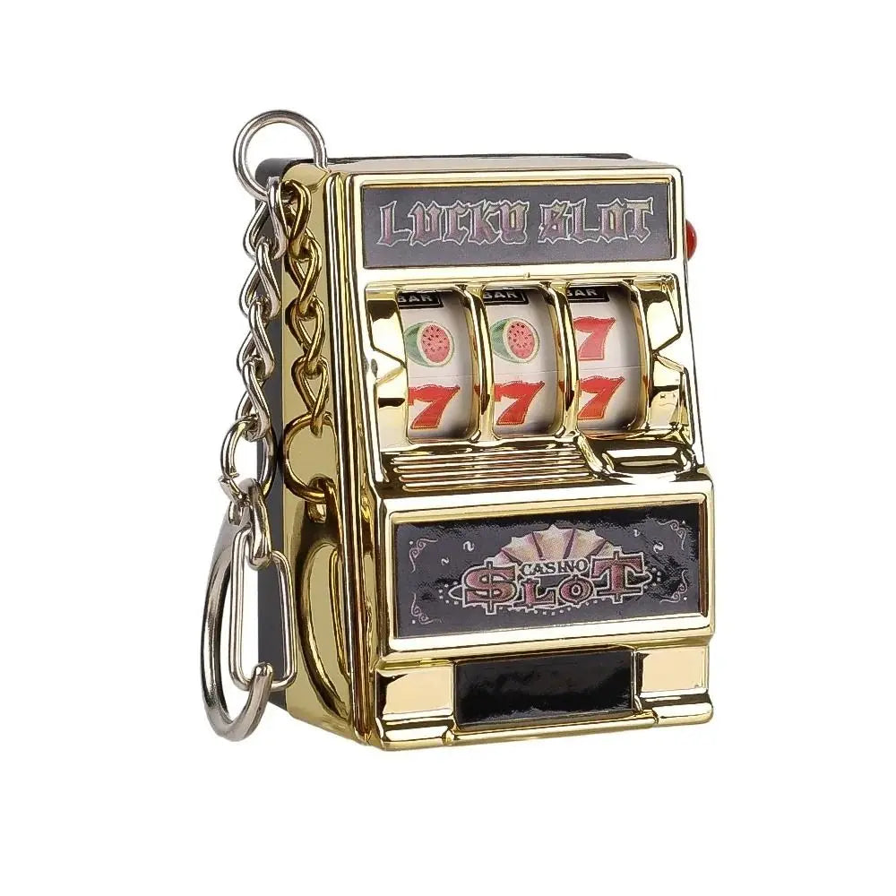 Mini Gambling Slot Machine Key Chains Creative Arcade Pocket Fruit Lucky Jackpot Gadget Antistress Toy Funny Games Keychain Ring Econic Blanks