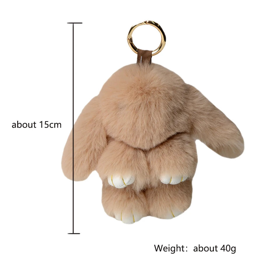 ZAKOL 15cm Fluffy Rabbit Fur Pompon Bunny Keychain Soft Cute Rabbit Toy Key Chain Bag Decoration Accessories Gift for Girls Quick Pick Grocers