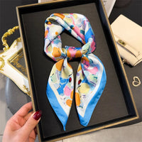 Bohemian Style Print Luxury Brand Silk Square Scarf Women Satin Shawls Neckerchief Wrap Scarves Bandana Hair Hjiab Floral Quick Pick Grocers