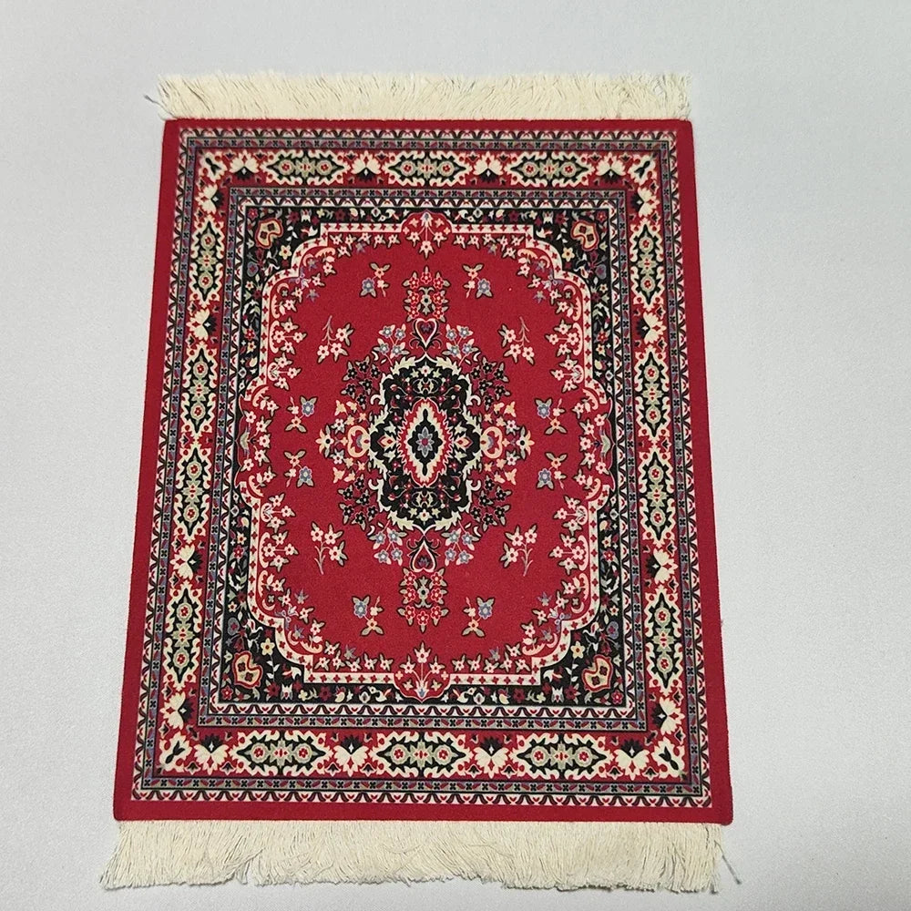 Woven flower Persian carpet small coaster wholesale merchants cheap mouse pad desk mat retro style rubber non-slip computer mats Quick Pick Grocers