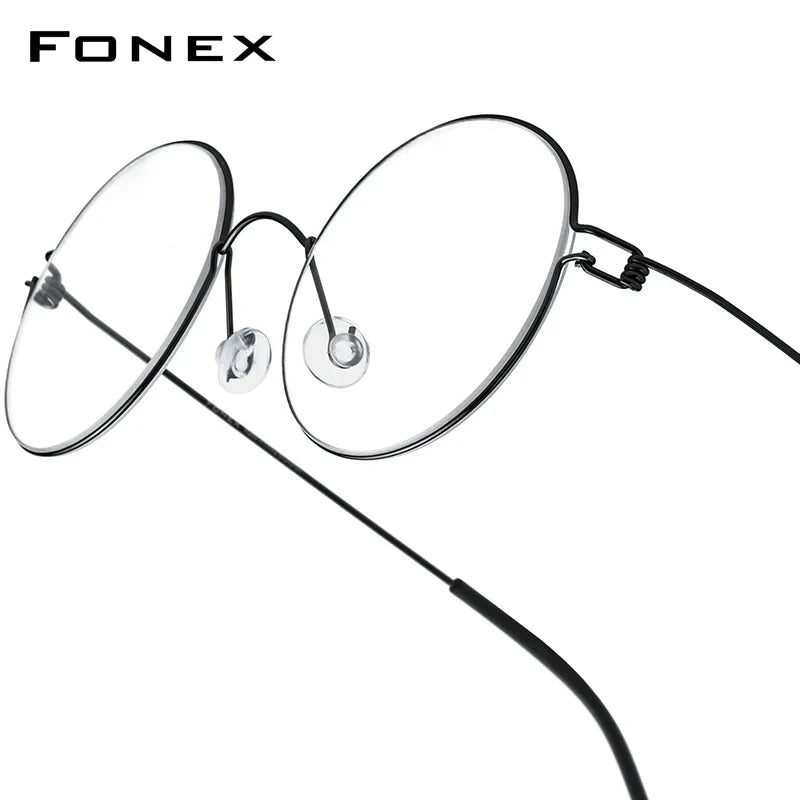 FONEX Screwless Eyeglasses Frame Men Women Round Morten Denmark Korean Glasses Frame Titanium Alloy Eyewear 98607 Econic Blanks