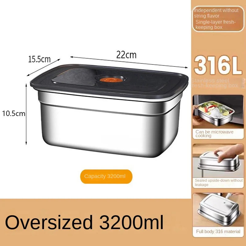 304 Stainless Steel Crisper, Lunch Box, Sealed Leak-proof Bento Box, Refrigerator Freezer Storage Box, Camping Lunch Box Quick Pick Grocers