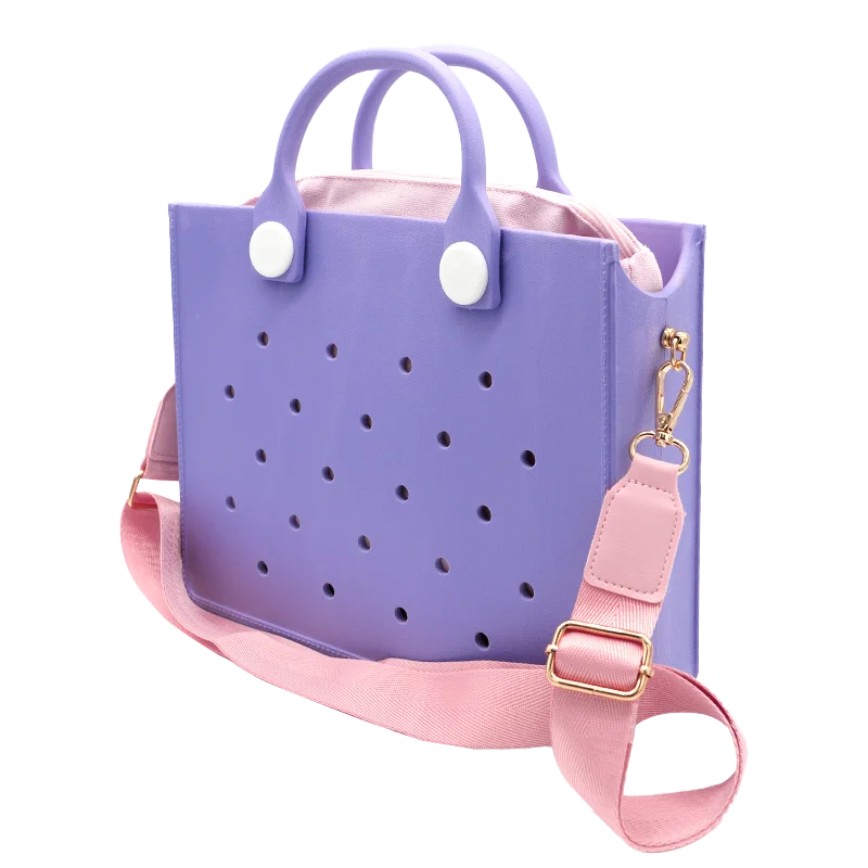 EVA Large Leather Shoulder Bag Handbag Tote Bag Storage for Women Casual Waterproof Beach Bag Hole Fit Charm Fashion Storage Bag Quick Pick Grocers