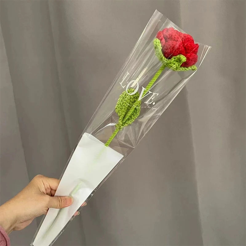 1pc Tulip Crochet Flowers Artificial Woven Flowers Handmade Tulipanes Wedding Gift for Guest Home Decoration Mother's Day Gift Quick Pick Grocers