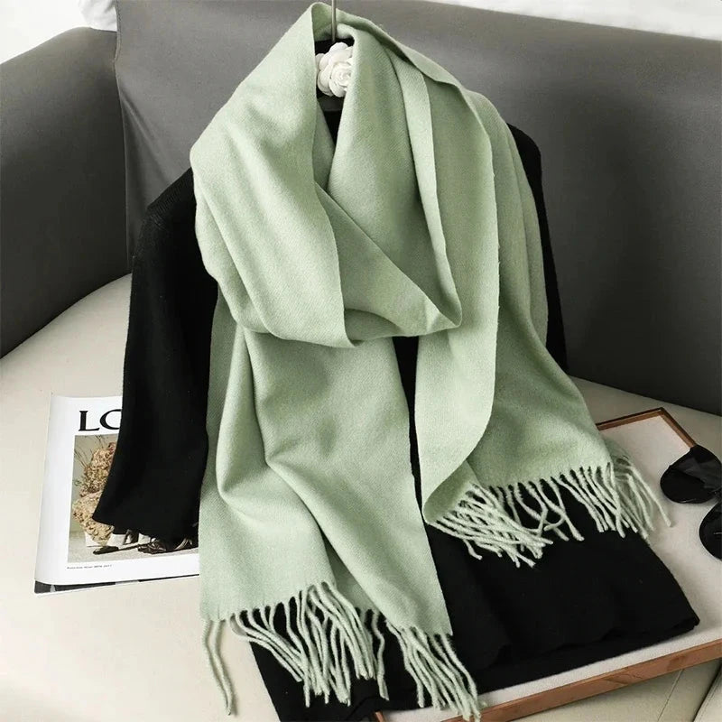 62Color Solid Women Winter Scarf Warm Thicken Cashmere Shawl Outdoor Fashion Luxury Tassels Pashmina Lady Wrap Windproof Scarves Econic Blanks