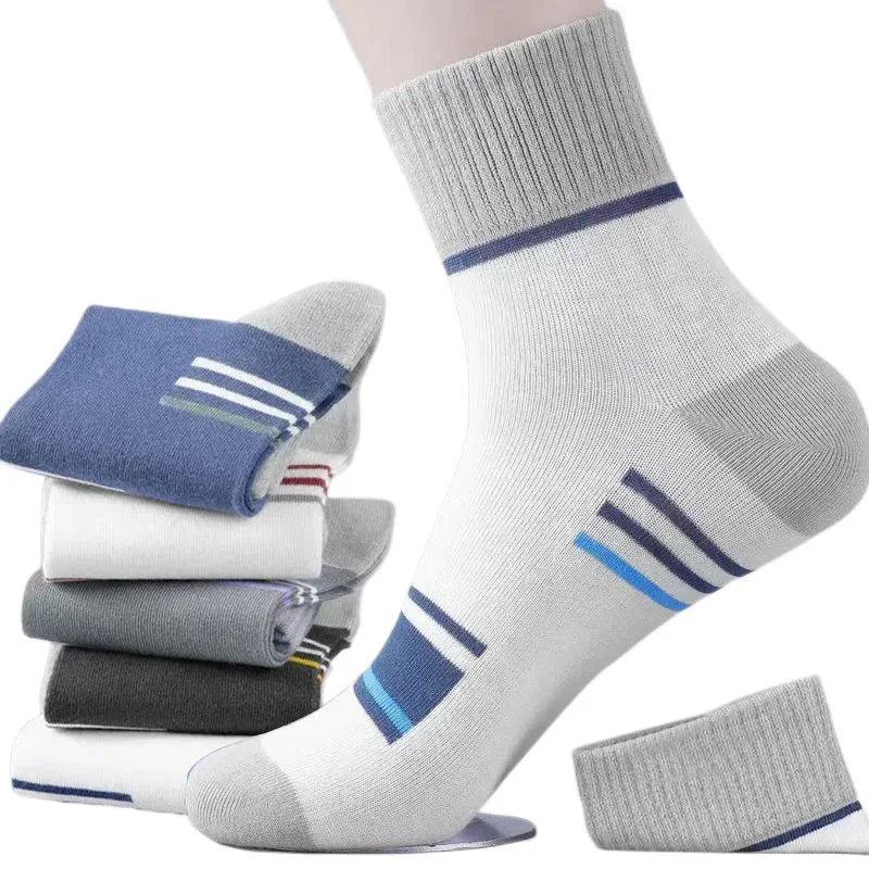 Men's Pure Cotton Socks Spring Striped Casual Socks Men's Anti-odor Antibacterial Business Socks High Quality Sports Sock Meias Quick Pick Grocers