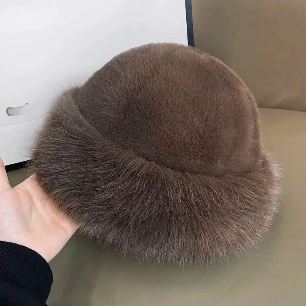 Hot Sale Fur Hat Women Warm Snow Ski Cap Female Faux Fox Fur Thick Warm Winter Hat Lady Windproof Russian Hat Ear Warmer Bonnet Purest Peak