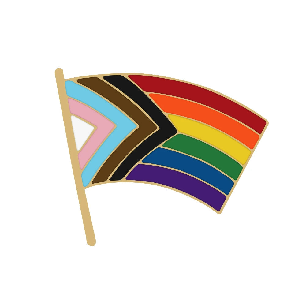 Rainbow Flag LGBT Pride Enamel Pin Inclusive Progress Non-binary Trans Les Bisexual Asexual Brooch Bag Denim Lapel Badge Jewelry Quick Pick Grocers
