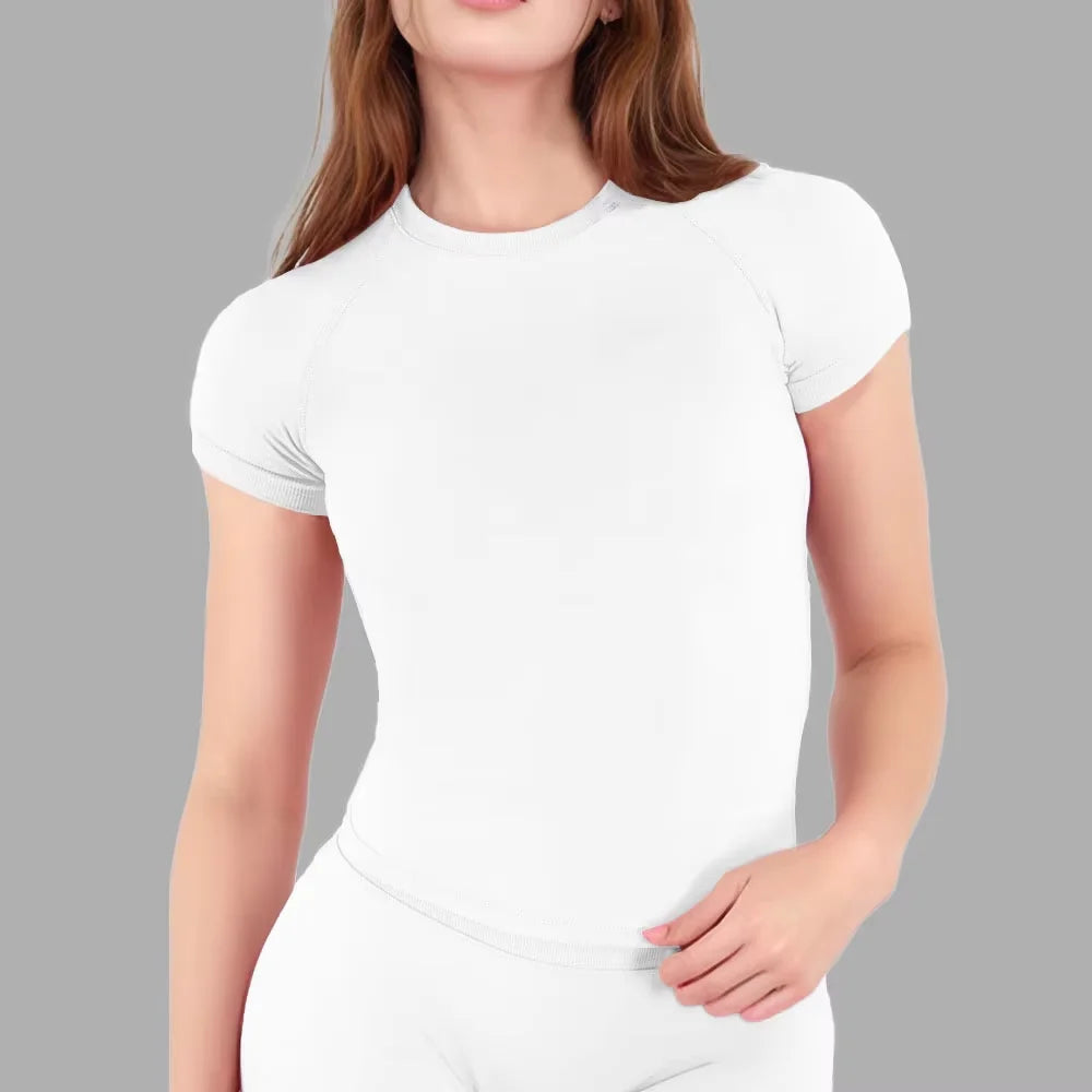 NCLAGEN Sport Shirt Women Fitness Impact Short Sleeve Top Gym Workout Yoga Blouse Quick Dry Breathable Running Tee Versatile Top Quick Pick Grocers
