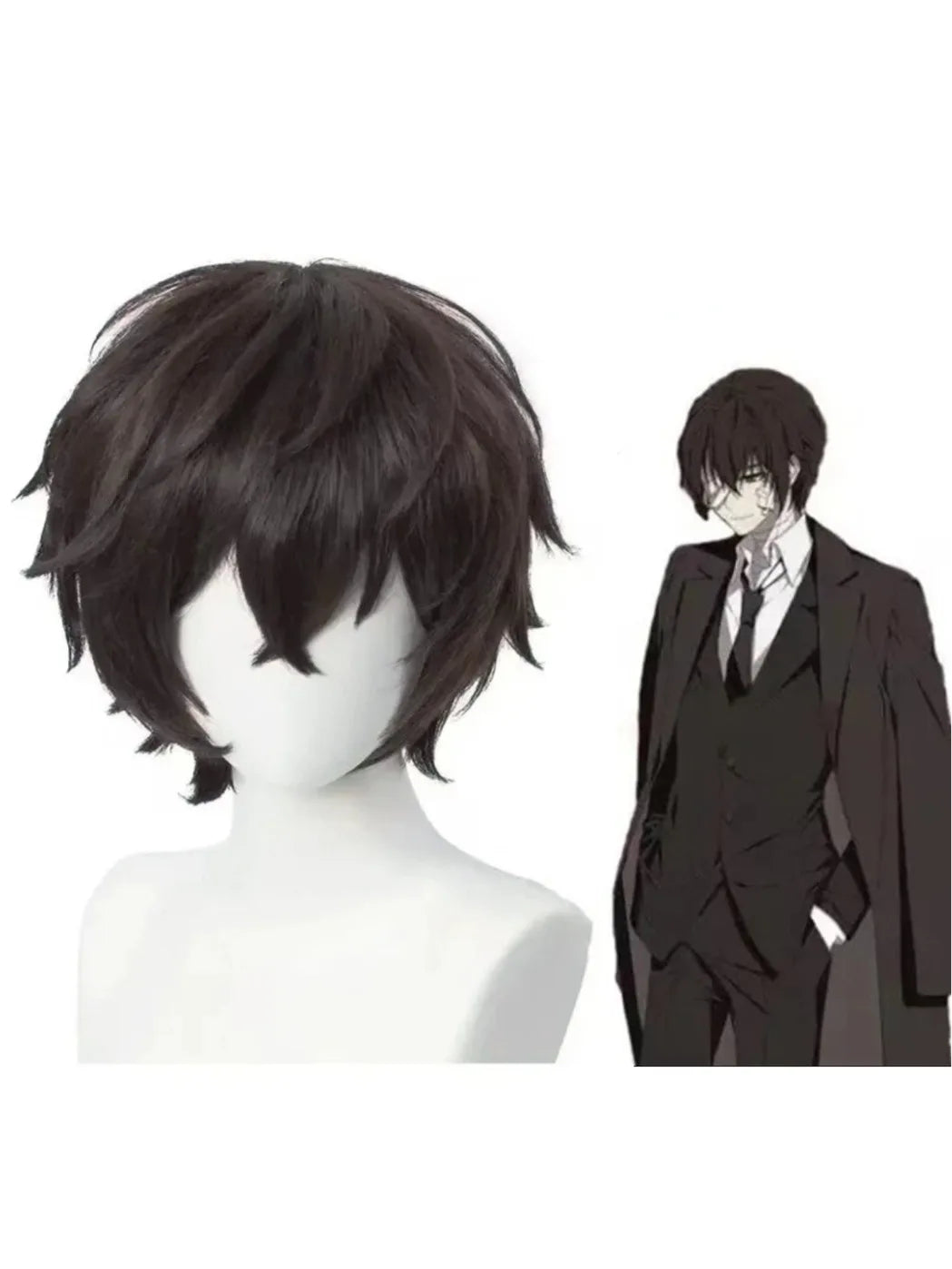 High Quality Dazai Osamu Cosplay Wig Anime Bungo Stray Dogs Cosplay Short Brown Heat Resistant Synthetic Hair Wigs Quick Pick Grocers