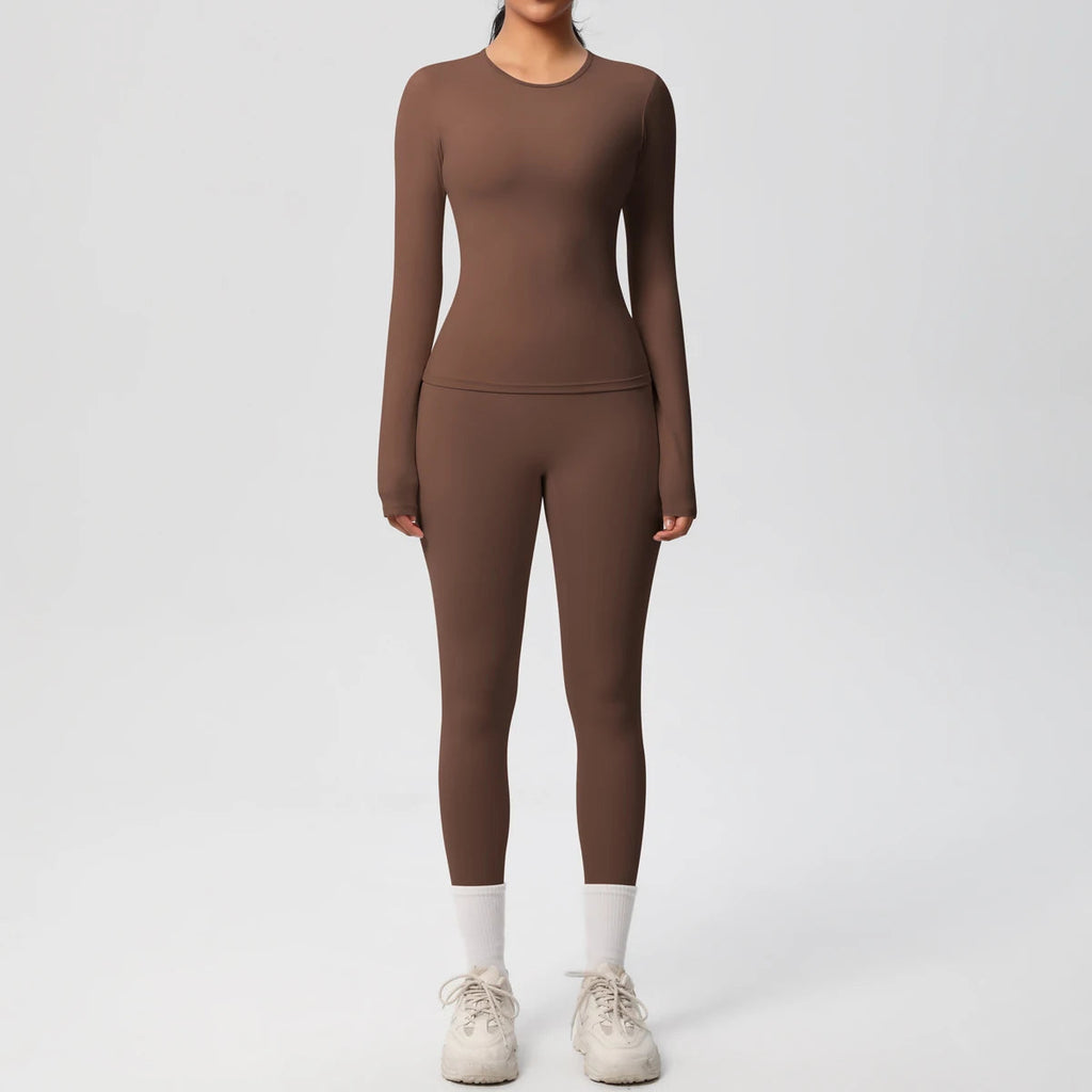 2 PCS Sportswear Yoga Set Gym Clothes Yoga Suits For Women Fitness Set Tracksuits Sports Long Sleeve Crop Top Gym Leggings Quick Pick Grocers