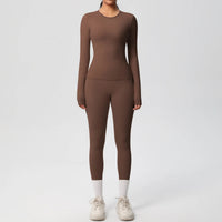 2 PCS Sportswear Yoga Set Gym Clothes Yoga Suits For Women Fitness Set Tracksuits Sports Long Sleeve Crop Top Gym Leggings Quick Pick Grocers