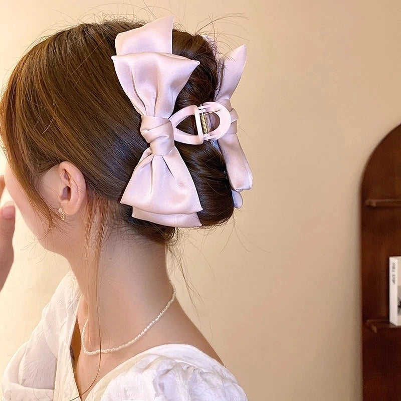 Fashion Women Bow Hairpin Korean Version Of Solid Color Butterfly Satin Hair Clips Girls Hair Accessories Headwear Quick Pick Grocers