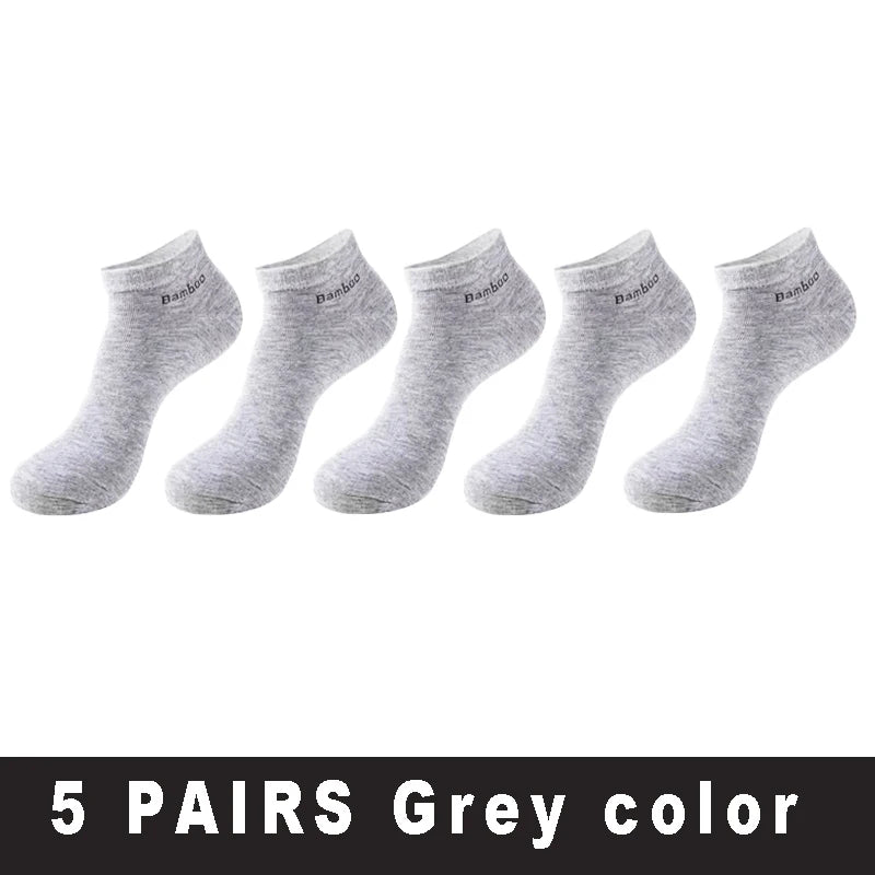 5/10/15 Pairs Men's Bamboo Fiber Socks Short High Quality New Casual Breatheable Anti-Bacterial Man Ankle Socks Men Size 38-45 Quick Pick Grocers