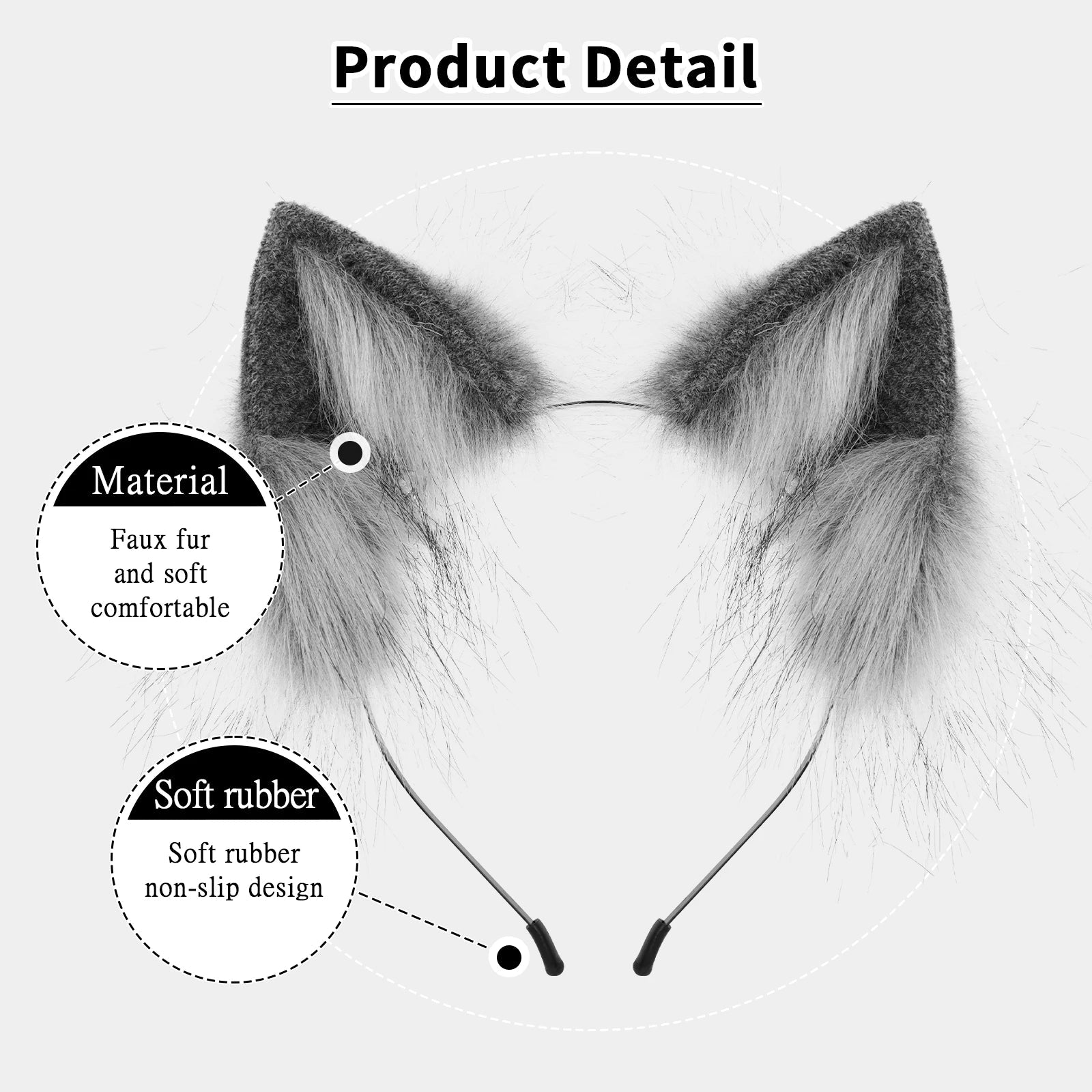 Handmade Faux Fur Animal Ears Headband Furry Cat Fox Ear Hairhoop Headwear Costume Accessory for Cosplay Masquerade Quick Pick Grocers