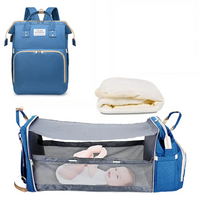 3 In 1 Diaper Bag Backpack Foldable Baby Bed Waterproof Travel Bag with USB Charge Diaper Bag Backpack with Changing Bed 3 types Purest Peak