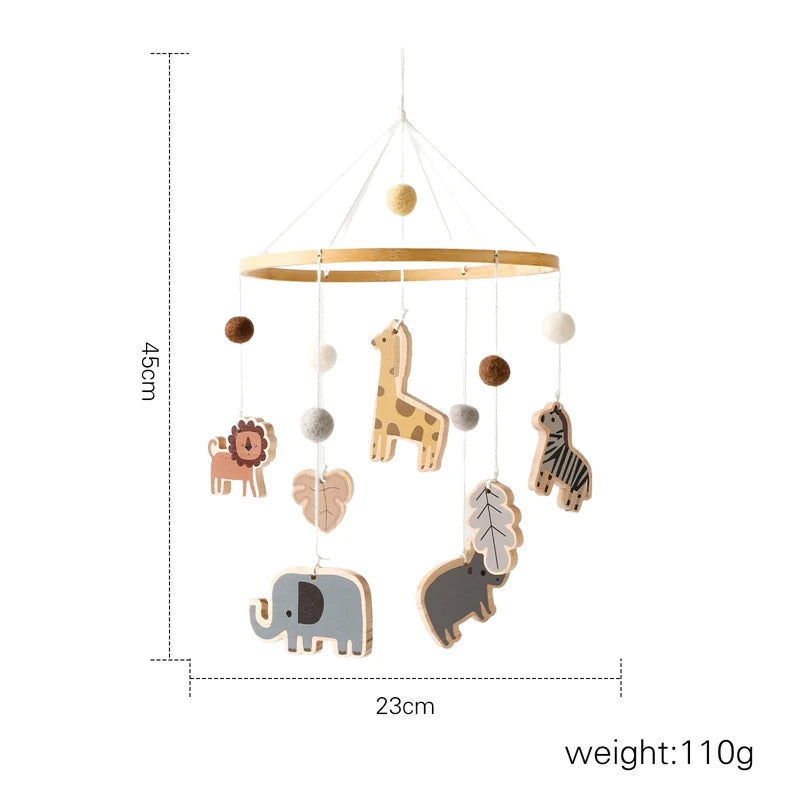 Baby Wooden Bed Bell Cartoon Rabbit Mobile Hanging Rattles Toy Hanger Crib Mobile Bed Bell Wood Toy Holder Arm Bracket Kid Gifts Purest Peak