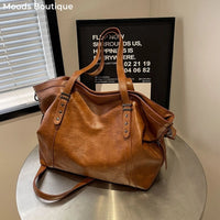 MOODS Large Sized Tote Bags For Women Soft PU Leather Pure Color Large Capacity Shopper Shoulder Crossbody Bag Quality Handbags Quick Pick Grocers