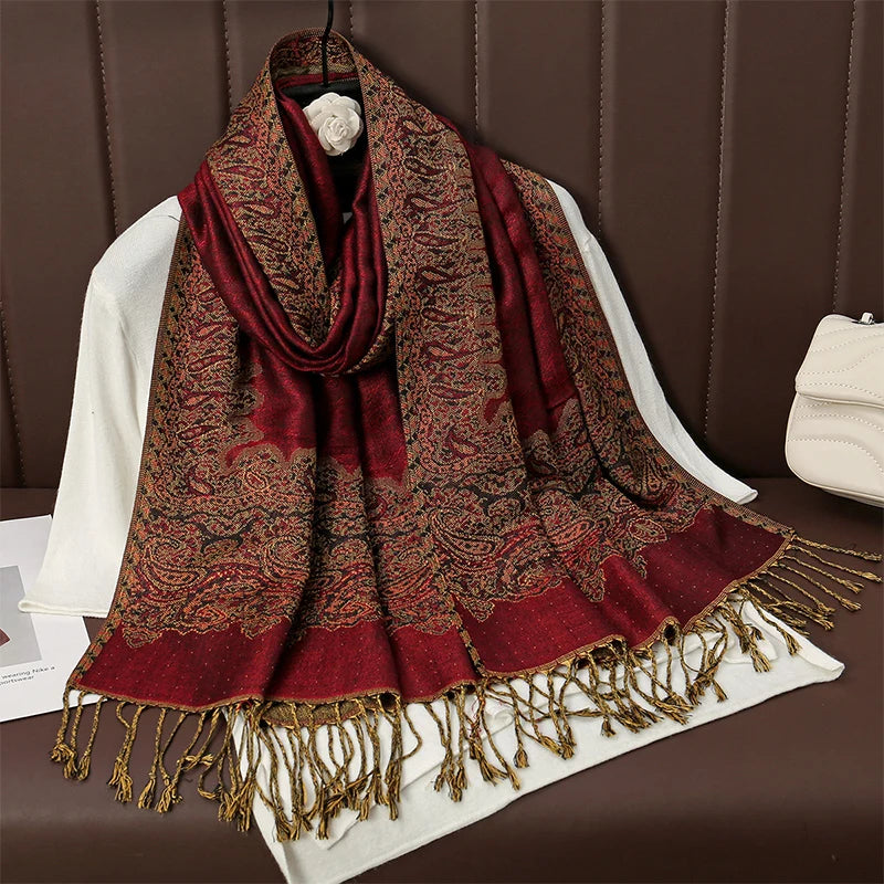 Luxury Brand Autumn Cashmere Pashmina Shawl Lady Wrap Warm Winter Scarves Design Print Female Foulard Cotton Stoles Scarf 2023 Quick Pick Grocers