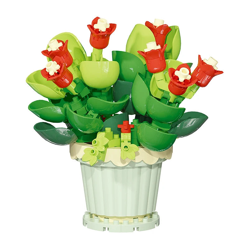 Building block flower potted plant assembly toy decoration micro particle plant potted plant children's toy gift Econic Blanks