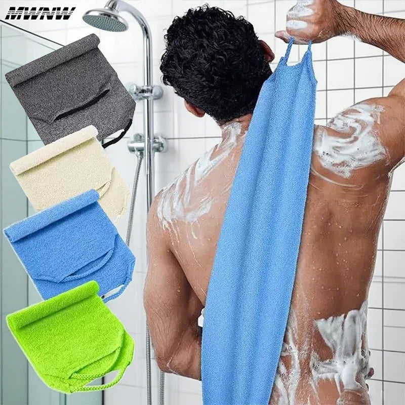 High Elasticity Frosted Long Shower Towel Shower Body Brush Bathing Massage Back Body Exfoliating Bathroom Wash Brush Bath Tools Quick Pick Grocers