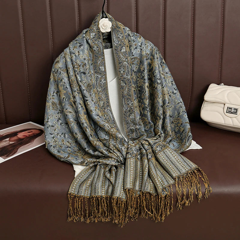 Luxury Brand Autumn Cashmere Pashmina Shawl Lady Wrap Warm Winter Scarves Design Print Female Foulard Cotton Stoles Scarf 2023 Quick Pick Grocers