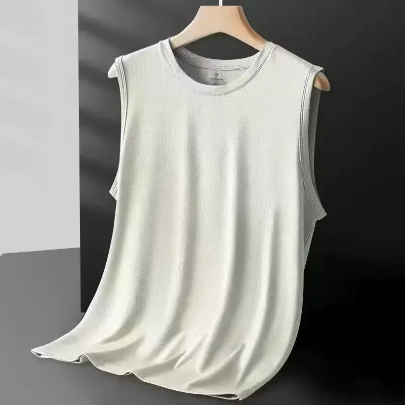 Men's Ice Silk Mesh Vest Lightweight Sports Summer Wear Sleeveless T-shirt Tank Top Casual Fashion Outerwear Quick Pick Grocers