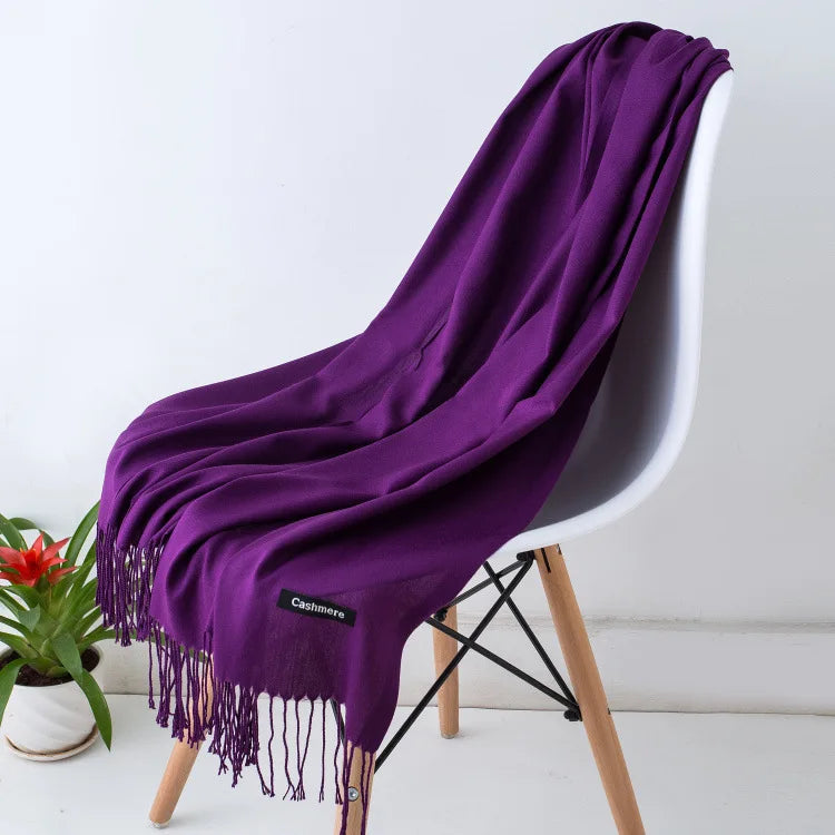 Fashion Solid Scarf Women Cashmere Soft Winter Warm Scarves Hijab Female Long Headband Shawl Wraps Bandana Foulard 2022 Echarpe Quick Pick Grocers